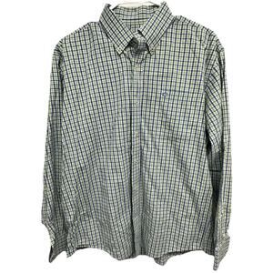 Southern Tide Shirt Mens Large Green Blue White Check Preppy Classic Button Down